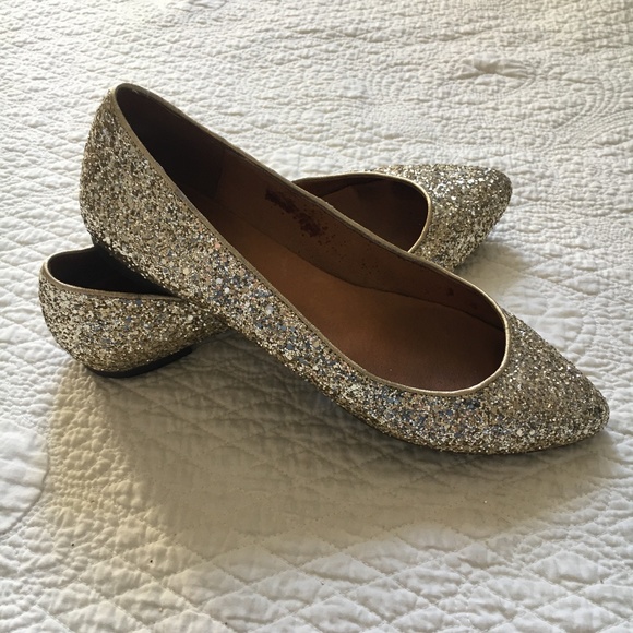 Madewell Shoes - Madewell Sidewalk Skimmer Flat Shoe Glitter Gold 7